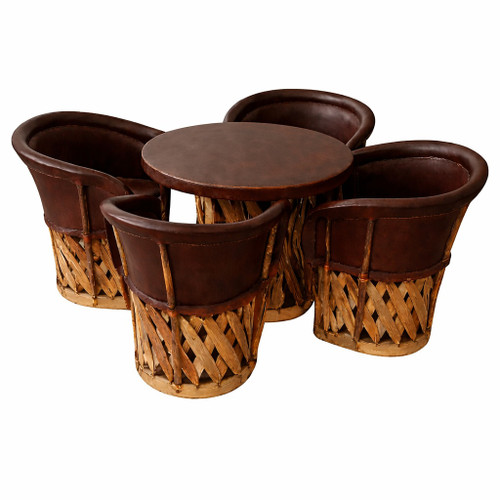 Equipal dining room set with brown tobaco color pigskin leather