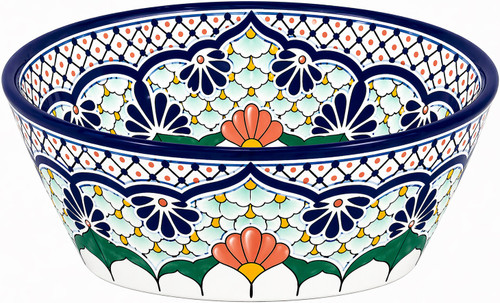 Mexican Talavera Floral Cobalt Bath Bathroom Sink