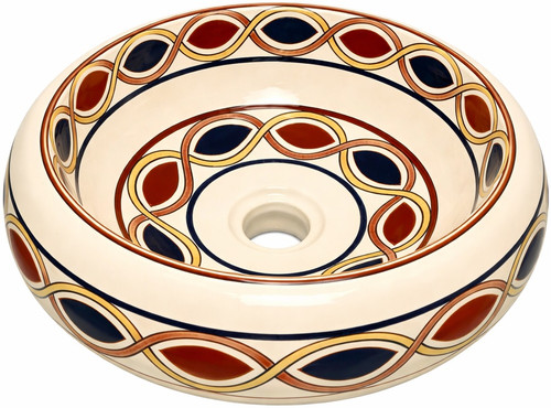 Talavera vessel bathroom sink cream loop design handmade