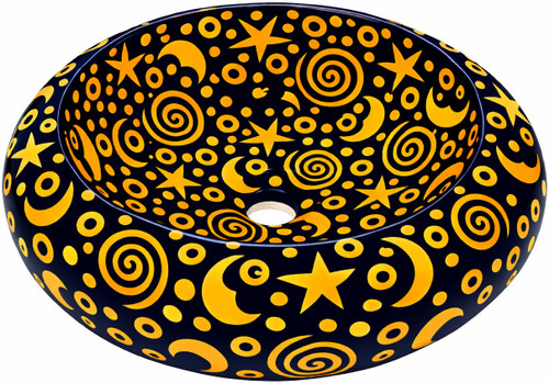 Talavera vessel bathroom sink celestial blue handmade design