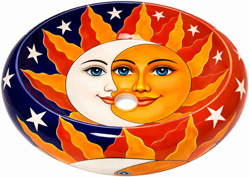 Talavera eclipse with sun and moon vessel bathroom sink 