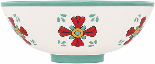 Talavera vessel sink round floral green rim bathroom