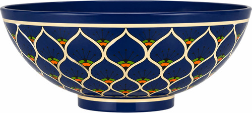 Talavera vessel sink round blue floral design