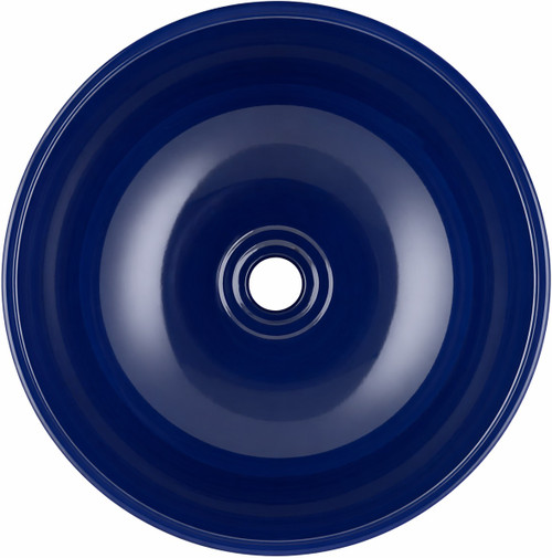 Talavera vessel sink round cobalt minimalist design drain view