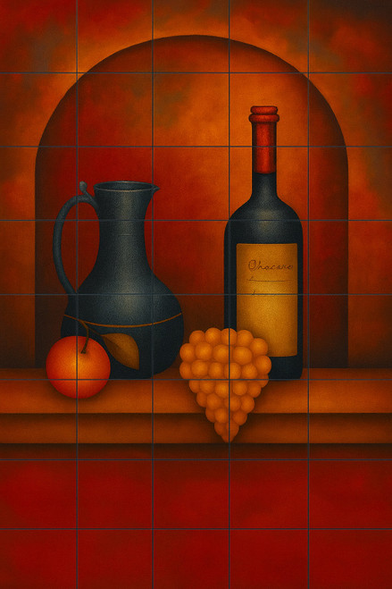 Talavera tile mural wine and grapes