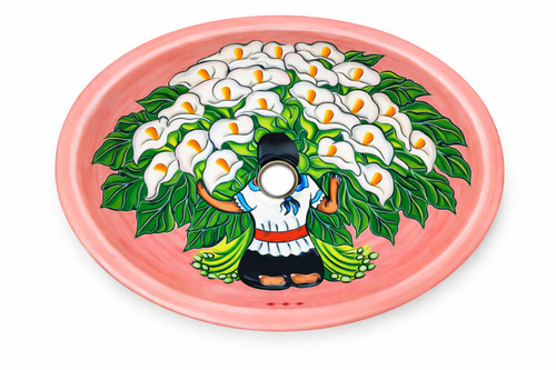 Talavera bathroom sink figurative calla