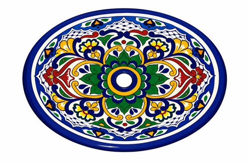 Talavera multicolor scroll bathroom sink