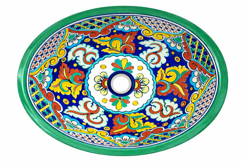 Cobalt multicolor talavera bathroom sink