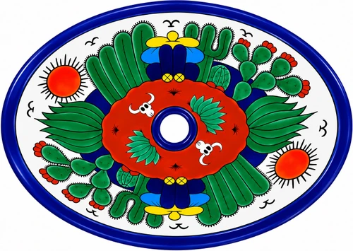 Oval talavera bathroom sink cactus desert folk design