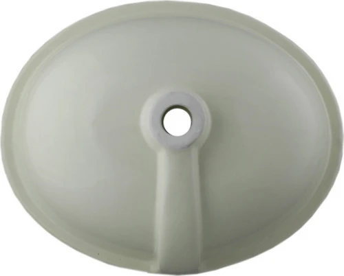 Mexican talavera oval bathroom sink back view