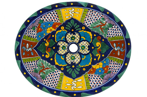 Talavera bathroom sink multicolor medallion