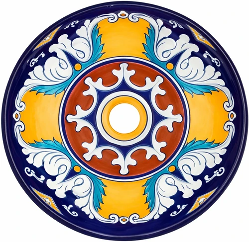 Talavera above counter sink floral medallion design style main image