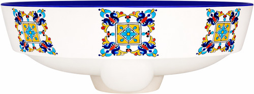 Talavera above counter bathroom sink floral geometric design