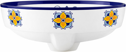 Talavera above counter Mexican bathroom sink yellow flower