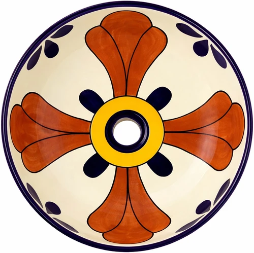 Talavera above counter cross design bathroom sink main image