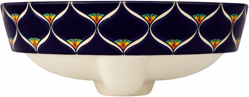 Talavera radial navy floral above counter bathroom sink