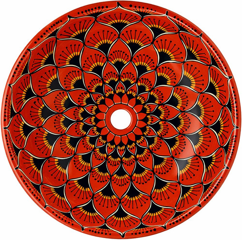 Talavera above counter Mexican bathroom sink mandala design main image
