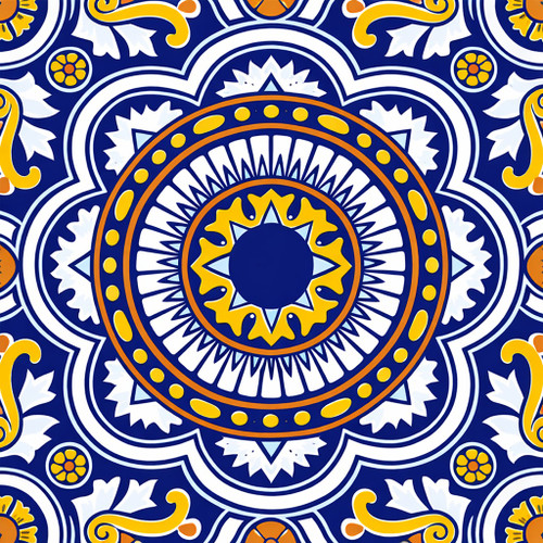 Cobalt sunburst talavera tile