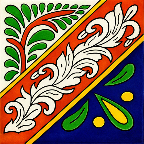 Diagonal acanthus talavera tile