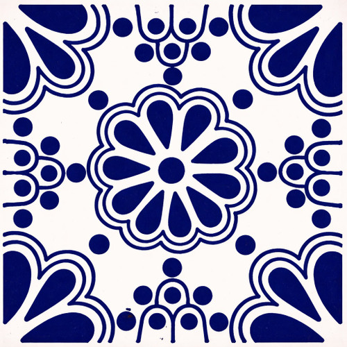 Cobalt rosette talavera tile