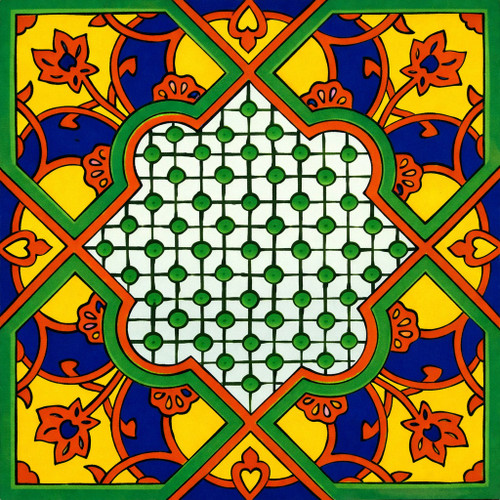 Talavera geometric medallion tile