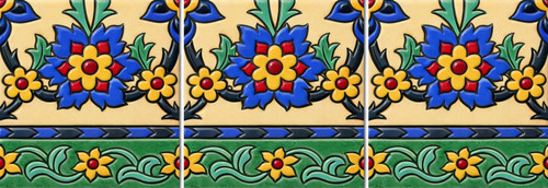 Mexican talavera floral relief border tile decorative trim three tile border set