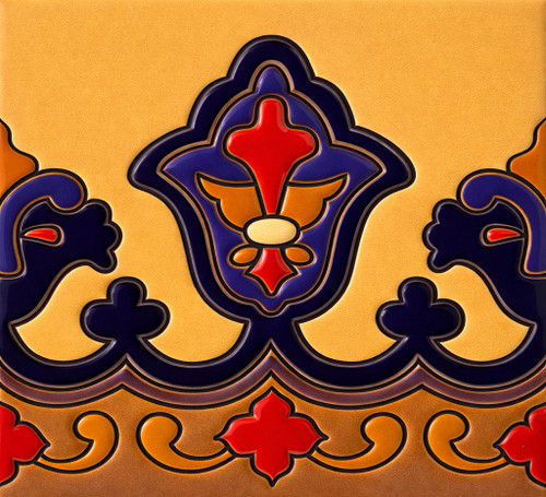 Navy fleur de lis mexican talavera border