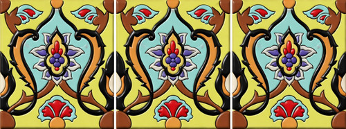 Talavera floral vine relief mexican decorative tile pattern handcrafted relief tile set