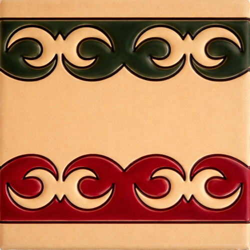 Mexican scroll relief talavera tile decorative border