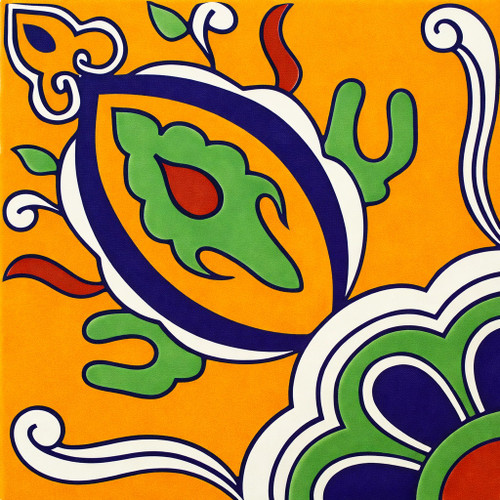 Talavera tile almond floral motif