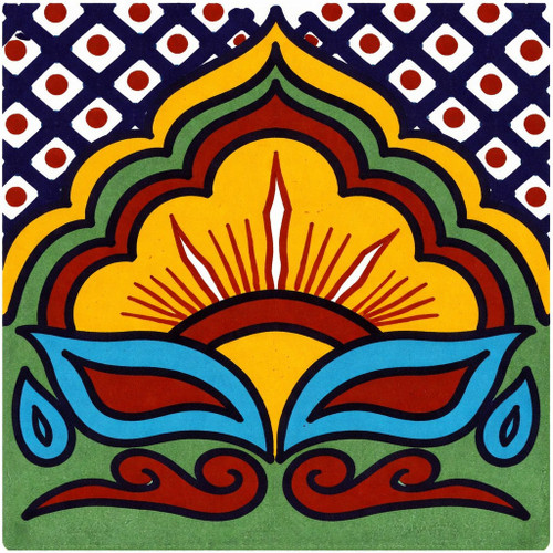 Mexican tile sunburst arch decorative border design