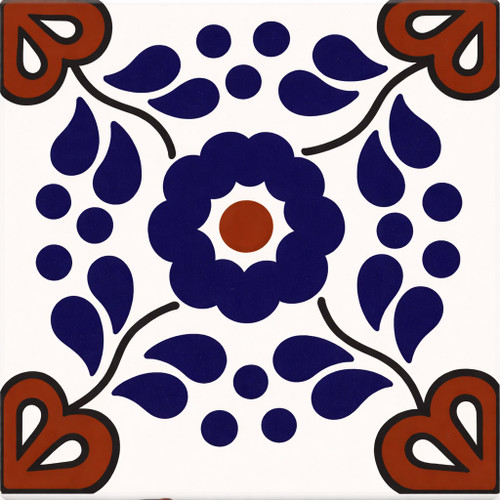 Talavera tile geometric flower corner
