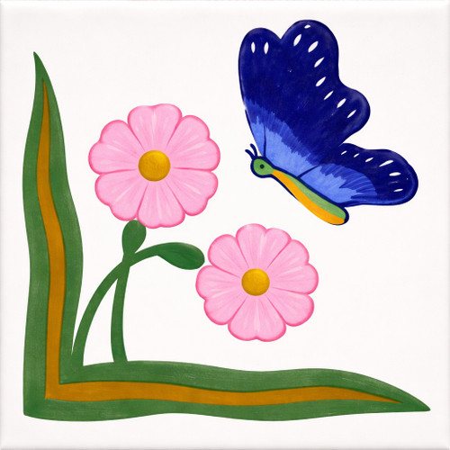 Talavera tile butterfly corner motif