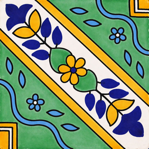 Diagonal floral border talavera tile