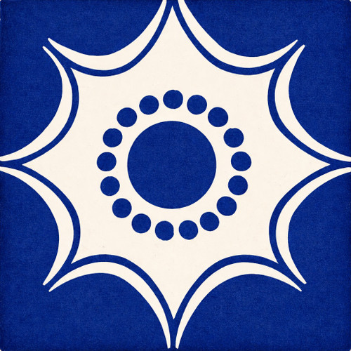 Cobalt geometric medallion talavera tile