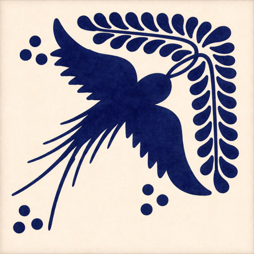 Cobalt bird talavera tile