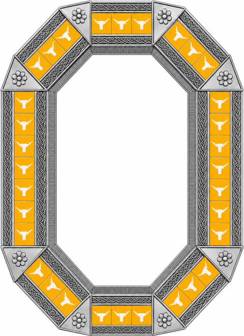 Octagonal tin mirror with yellow talavera longhorn tiles