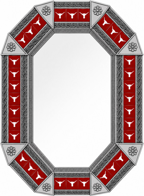 Octagonal tin mirror red longhorn talavera tiles