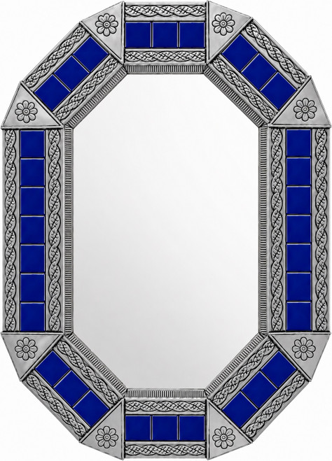 Decorating octagonal cobalt talavera tin mirror frame design