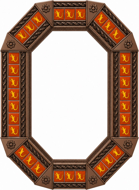 Octagonal decorative light brown tin mirror orange talavera lizard tiles