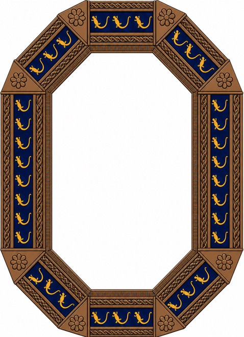 Octagonal decorative lizard talavera tin mirror frame accent light brown