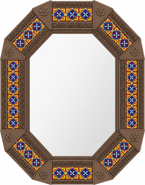 Decorating octagonal talavera tile tin mirror frame design light brown