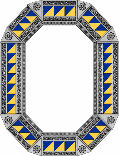 Octagonal decorative tin mirror blue yellow talavera tiles