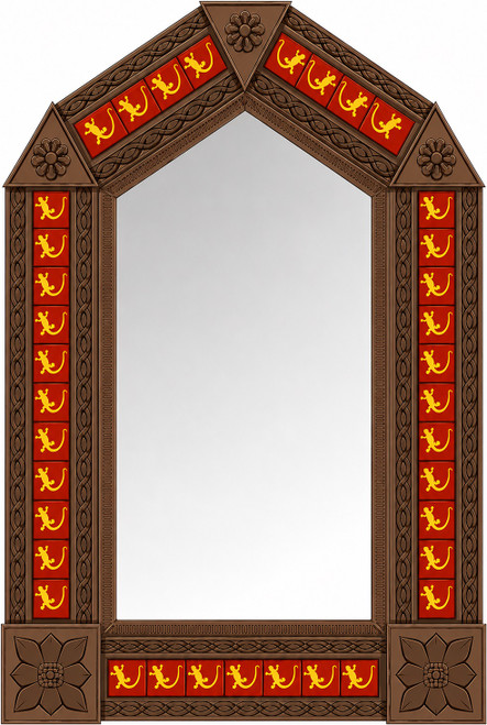 Handcrafted arch talavera lizard tin mirror frame design light brown