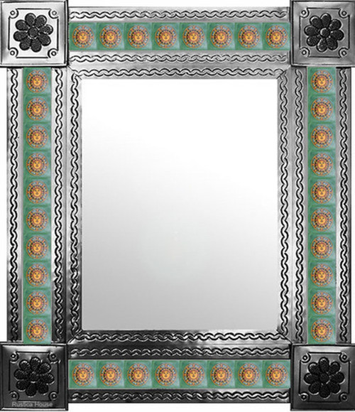 mexican wall mirror with produced tiles