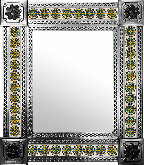 Mexican Mirror “Lagartija Blue” | Handcrafted Folk Art Design