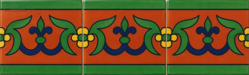 Mexican talavera tile green border with handcrafted floral design