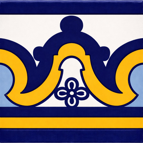 Talavera tile cobalt arch border with yellow accent