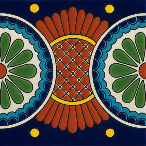 Colonial green red talavera Mexican border tile