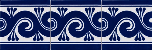 Talavera tile cobalt scroll border classic design with handcrafted blue and white pattern